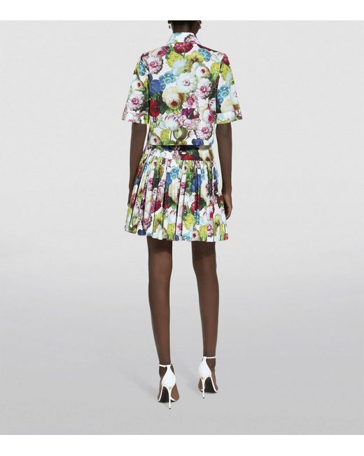 Dolce & Gabbana Multicolor Cotton Floral Pleated Mini Skirt