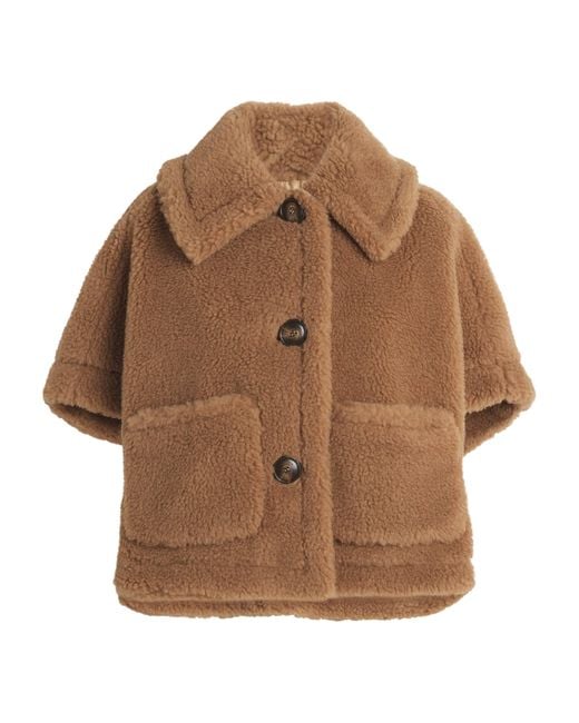 Max Mara Brown Wool-Silk Cape Coat