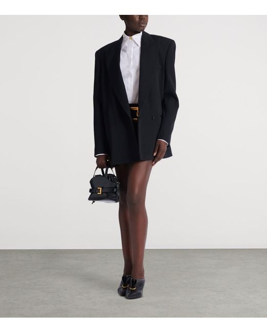 Balmain Blue Oversized Grain De Poudre Jacket