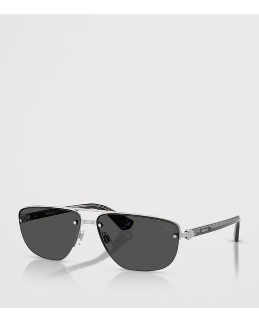 Burberry Gray Metal Irregular Sunglasses for men