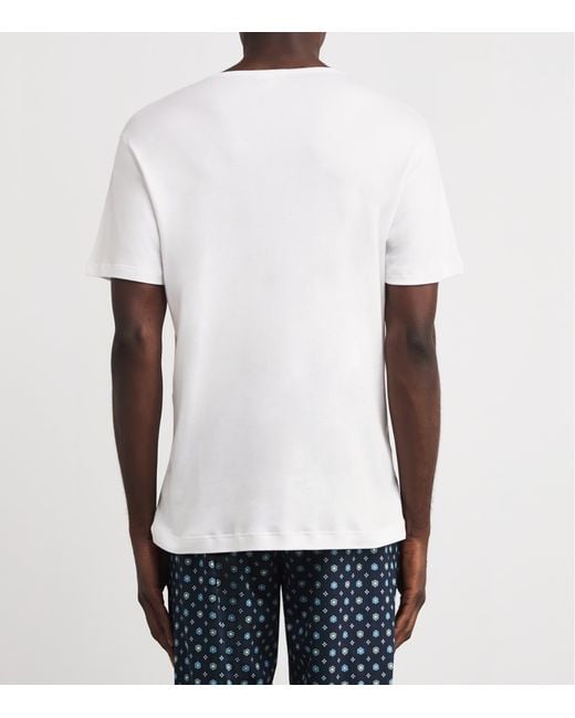 Sunspel White Sea Island Cotton V-Neck T-Shirt for men