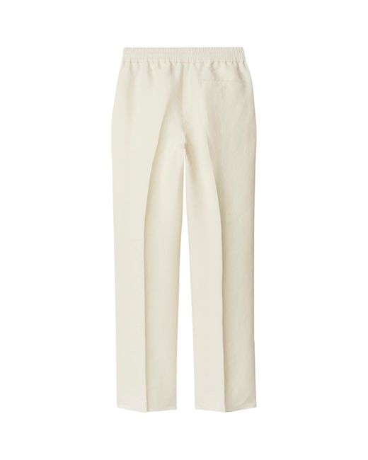 Burberry White Canvas Straight-leg Trousers