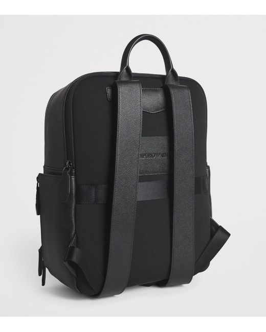 Emporio Armani Black Leather Backpack for men