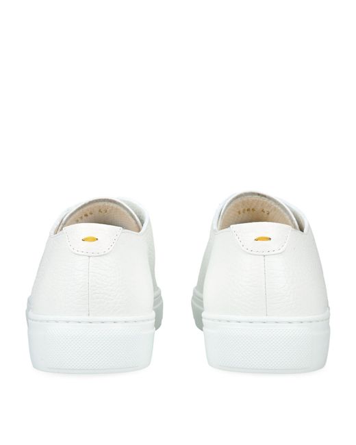 Doucal's White Leather Tumblet Sneakers for men
