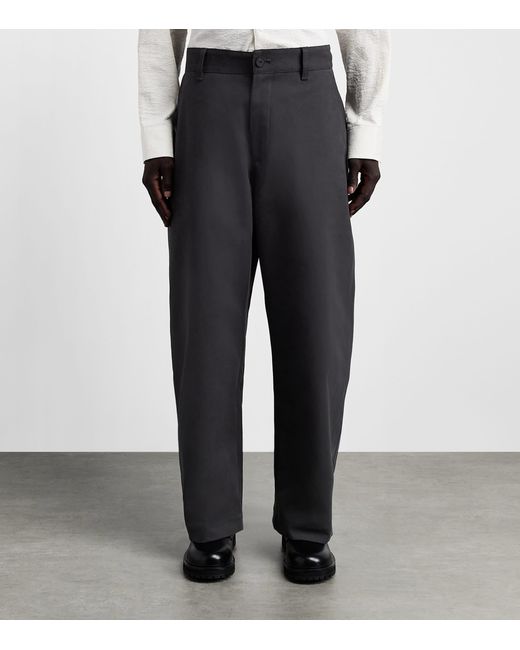 Studio Nicholson Blue Cotton Barrel-Leg Trousers for men