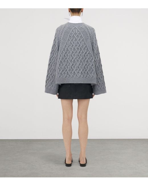 Alexander McQueen Gray Wool-Cashmere Cable-Knit Sweater