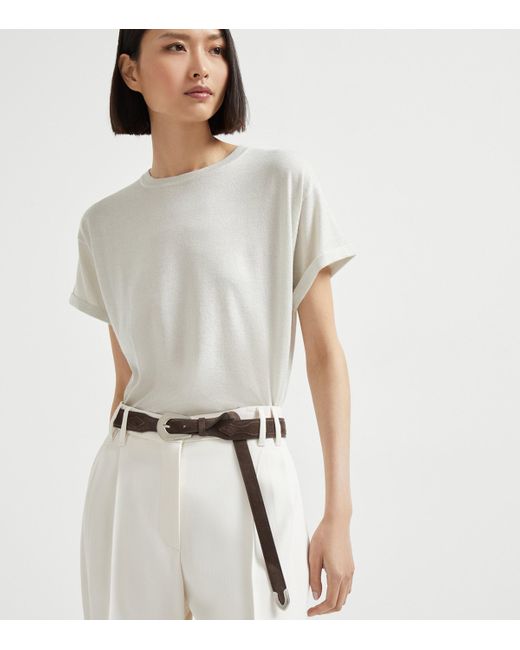 Brunello Cucinelli White Cashmere-Silk-Blend T-Shirt
