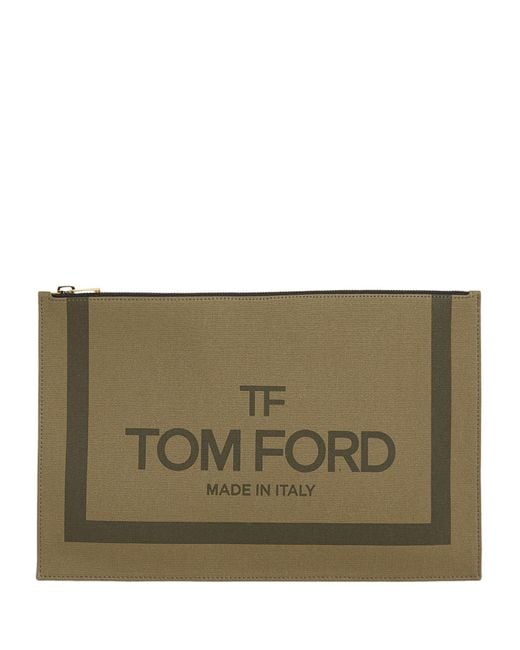 Tom Ford Green Logo Print Pouch