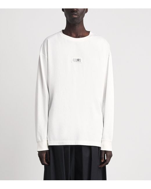 MM6 by Maison Margiela White Cotton Numerical Logo T-Shirt for men