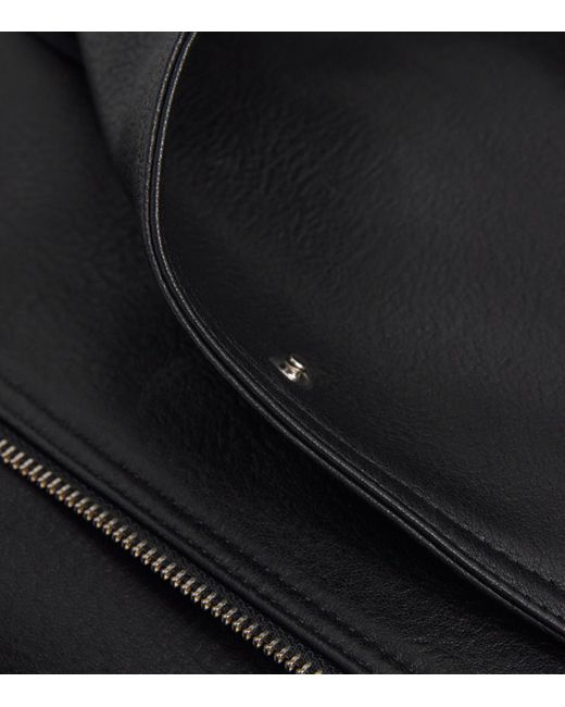 Nour Hammour Black Leather Thalia Bomber Jacket