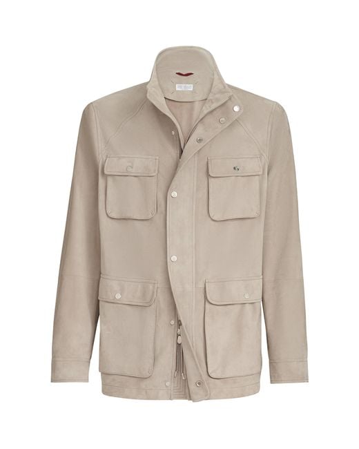 Brunello Cucinelli Natural Suede Safari Jacket for men