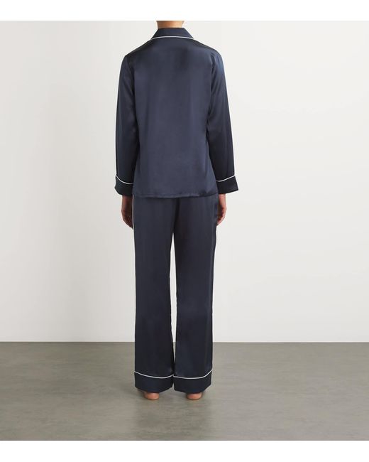 Olivia Von Halle Blue Silk Coco Pyjama Set