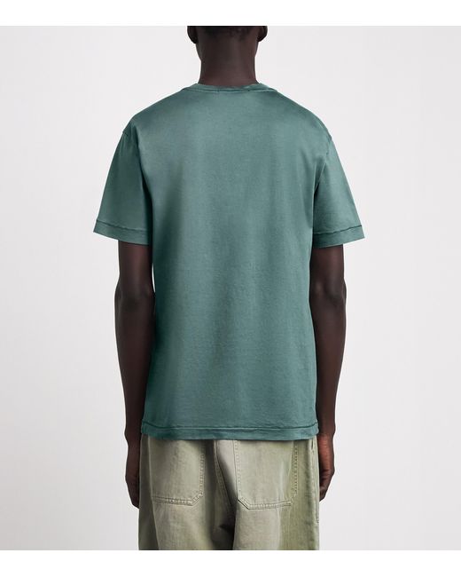 Stone Island Green Cotton Compass Logo T-Shirt for men