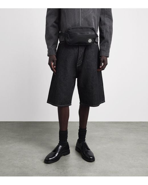 Stone Island Black Logo Patch Belt Bag for men