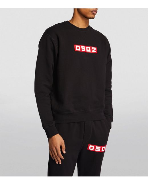 DSquared² Black Cotton Logo Sweater for men