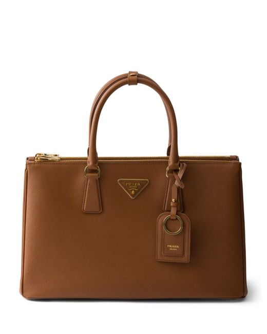 Prada Brown Large Saffiano Leather Galleria Top-Handle Bag