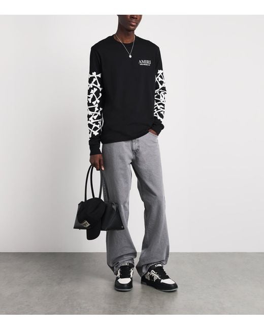 Amiri Black Cotton Stacked Bones Long-Sleeve T-Shirt for men