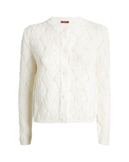Max Mara White Argyle-knit Zenit Cardigan