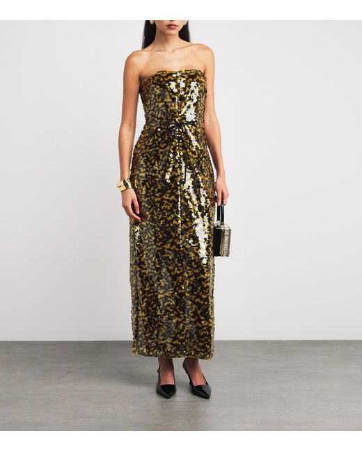 Staud Green Sequin Cece Maxi Dress