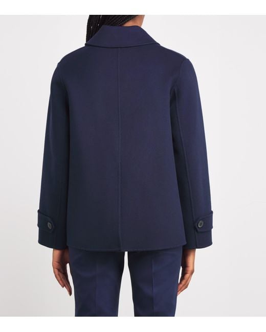 Weekend by Maxmara Blue Virgin Wool-Blend Pea Coat