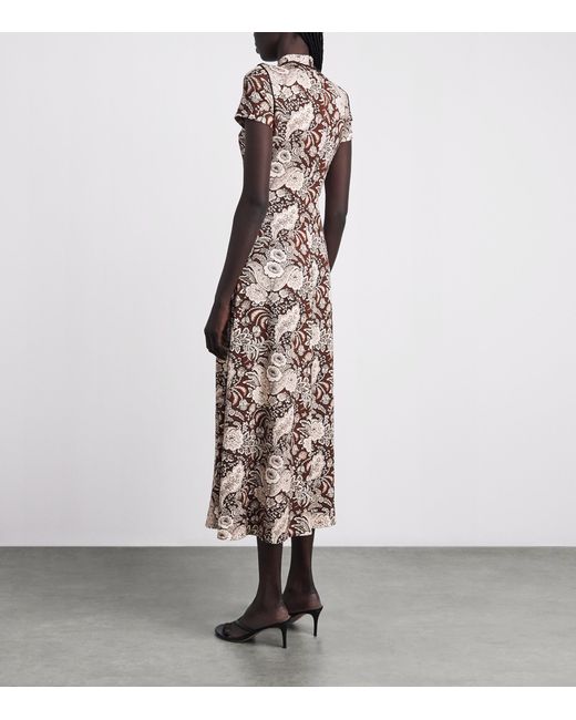 ME+EM Natural Jersey Botanical Print Midi Dress
