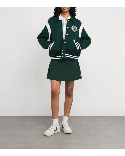 Polo Ralph Lauren Green Cotton-Blend Embroidered Bomber Jacket