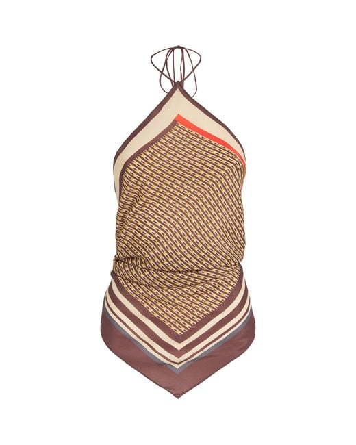 Sir Brown Satin Cooper Scarf Top