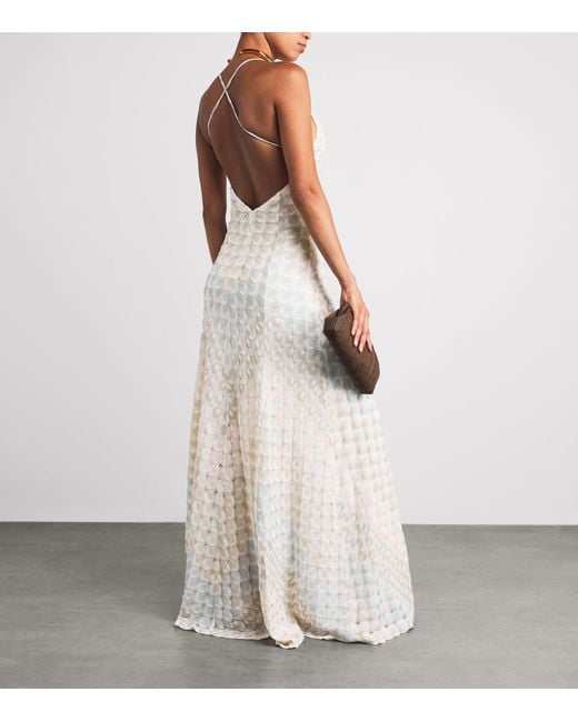 Missoni White Lamé Lace Motif Maxi Dress