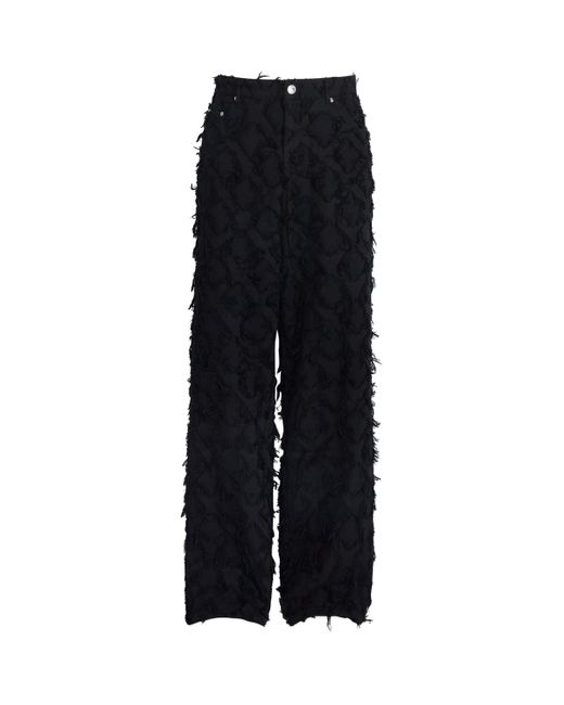 Séfr Black Fringed Cotton Twill Nikos Jeans for men