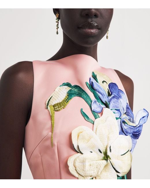 LEO LIN Pink Floral Appliqué Ali Mini Dress