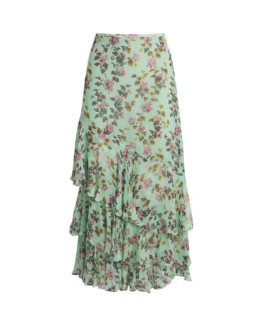Ulla Johnson Green Silk Meadow Maxi Skirt