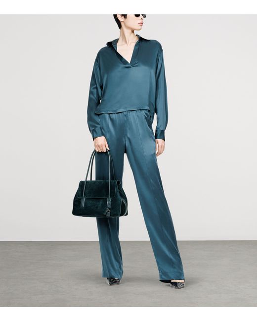 Tom Ford Blue Silk Satin Pyjama Trousers