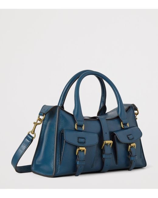 Mulberry Blue Small Leather Roxanne Top-Handle Bag