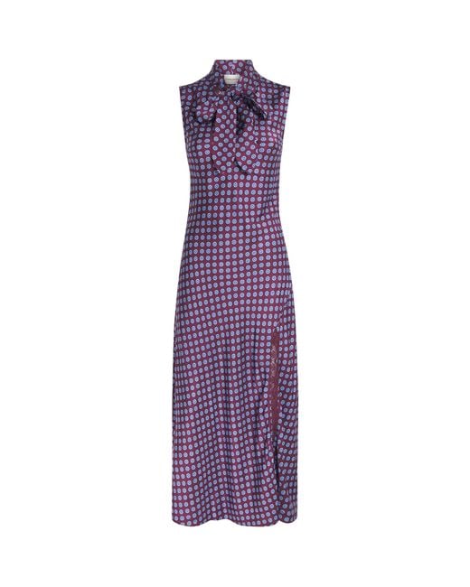Claudie Pierlot Purple Satin Printed Midi Dress