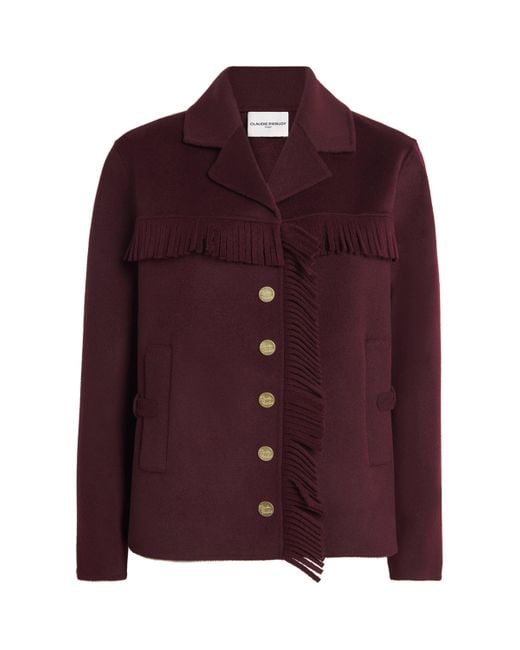 Claudie Pierlot Purple Wool-Blend Fringe Jacket
