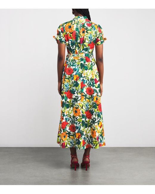 Saloni Green Cotton Ena Maxi Shirt Dress