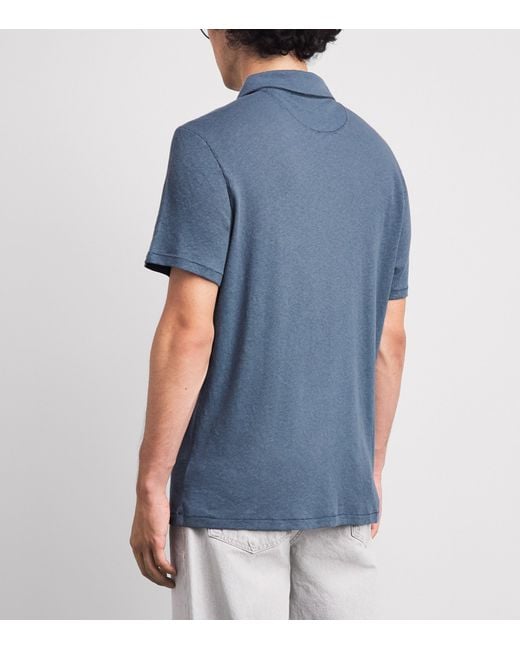 PAIGE Blue Linen-Cotton Sultan Short-Sleeve Shirt for men
