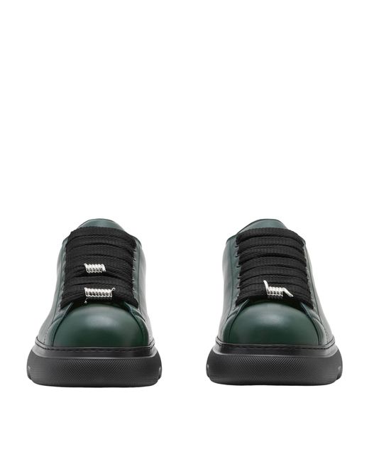 Burberry Green Leather Ranger Sneakers for men