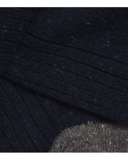 Barbour Blue Wool-Blend Houghton Socks for men