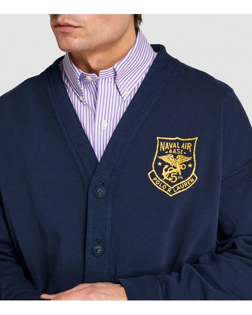 Polo Ralph Lauren Blue Cotton-blend Crest-detail Cardigan for men