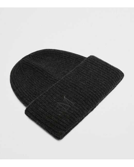 Max Mara Black Cashmere Monogram Beanie