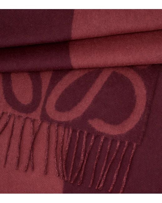 Loewe Red Wool-Cashmere Anagram Scarf
