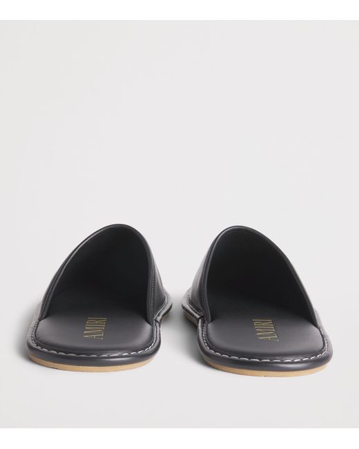 Amiri Black Leather Ma Logo Slippers for men