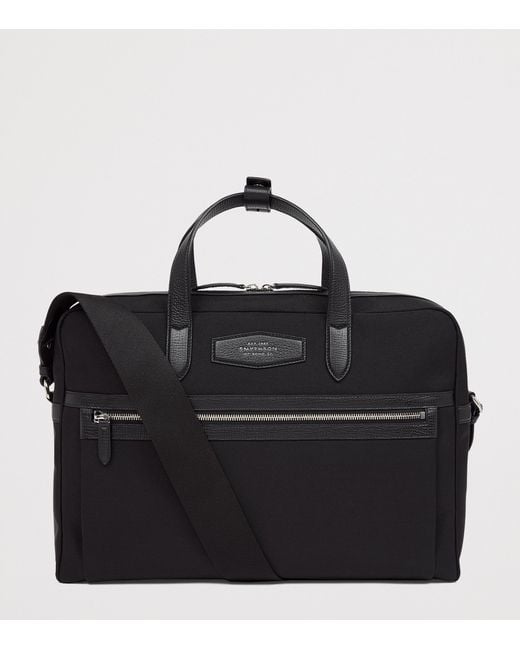 Smythson Black Slim Canvas Norton Briefcase for men