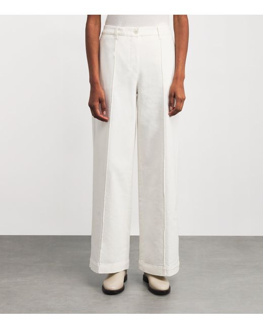 Eleventy White Cotton-Blend Pleated Trousers