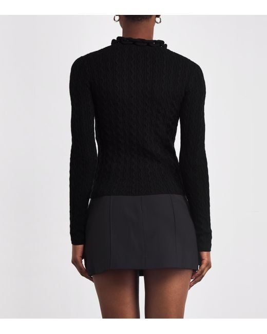 Rabanne Black Wool-Blend Embellished Top
