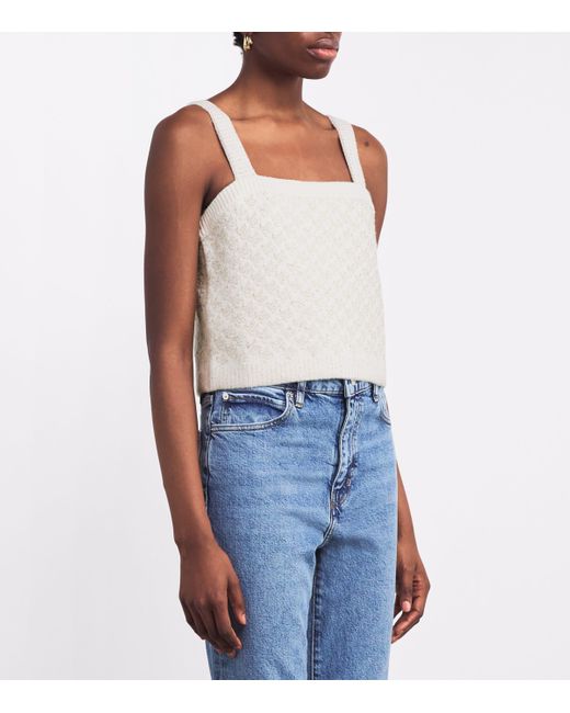 Maje White Tweed-Effect Crop Top
