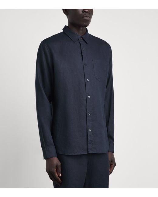 Vince Blue Linen Patch Pocket Shirt for men