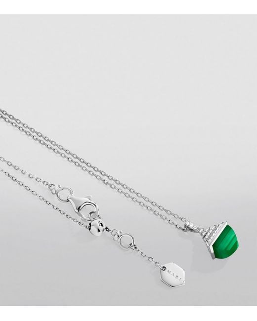 Marli New York White Mini, Diamond And Agate Cleo Rev Pendant Necklace