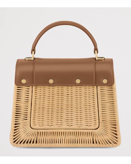 BVLGARI Brown Rattan-Leather Serpenti Forever Top-Handle Bag